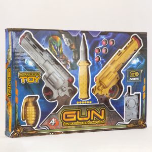 اسباب بازی هفت تیر جعبه ای طلا و نقره aftoys