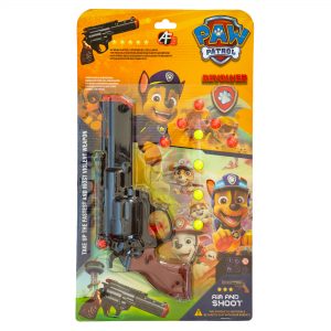 plastic revolver toy gun on blister card