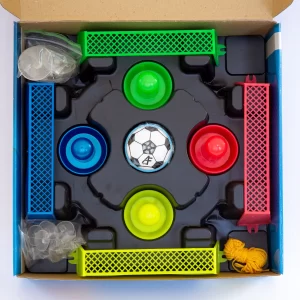 Inside of the hover hockey box at overhead angle